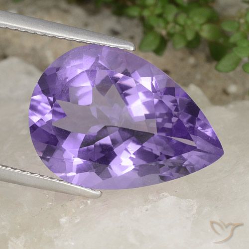 8.52ct Натуральный Средний фиолетовый Аметист, Форма груши, VVS-VS