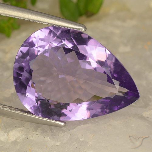 8.70ct Натуральный Средне-светлый пурпурно-фиолетовый Аметист, Форма груши, VVS-VS