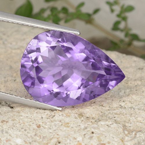 8.45ct Натуральный Средний фиолетовый Аметист, Форма груши, Чистота VS