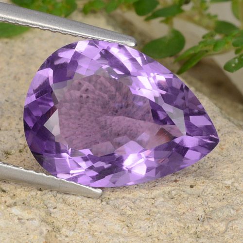 6.55ct Натуральный Средний фиолетовый Аметист, Форма груши, VVS-VS