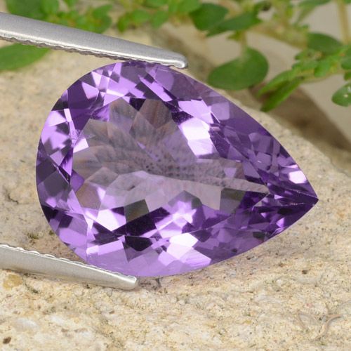 6.63ct Натуральный Средний фиолетовый Аметист, Форма груши, VVS-VS