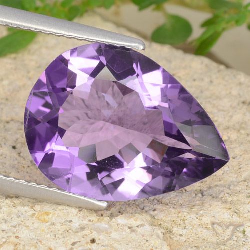 6.33ct Натуральный Средний фиолетовый Аметист, Форма груши, VVS-VS