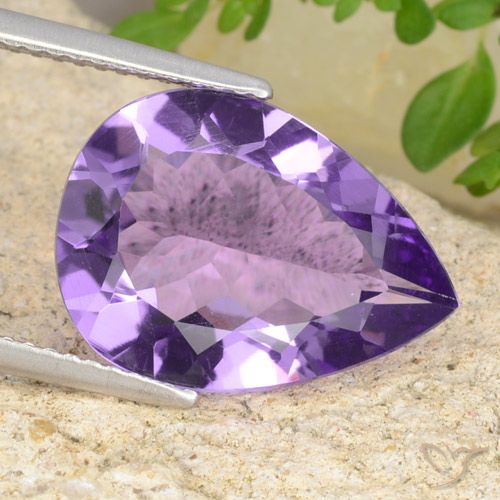 5.76ct Натуральный Глубокий фиолетовый оттенок Аметист, Форма груши, VVS-VS