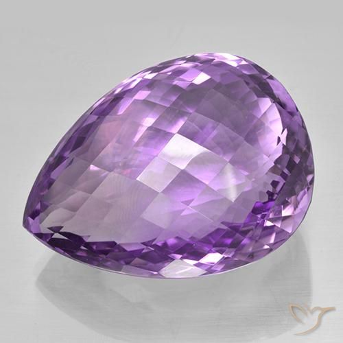 53.48ct Натуральный Средний пурпурно-фиолетовый Аметист, Форма груши, IF