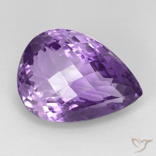 24.43ct Натуральный Пурпурно-фиолетовый Аметист, Форма груши, Чистота VVS