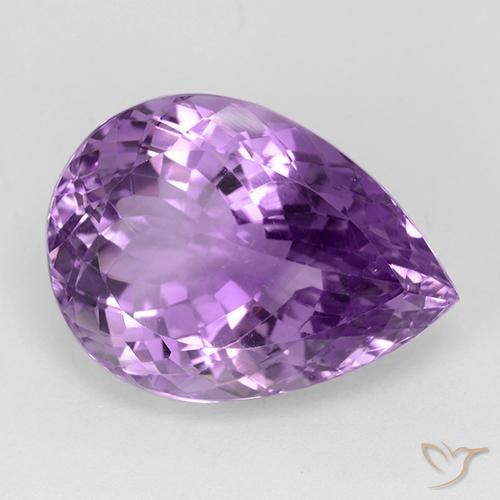 28.56ct Натуральный Розовато-фиолетовый Аметист, Форма груши, IF