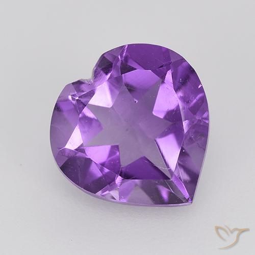 1.55ct Натуральный Интенсивный фиолетовый Аметист, Сердце, Чистота VS