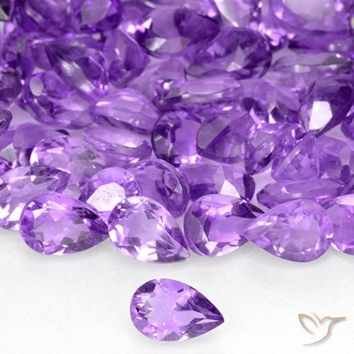 0.38ct Натуральный Глубокий пурпурно-фиолетовый Аметист, Форма груши, VVS-VS