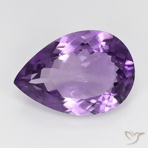 8.55ct Натуральный Средний пурпурно-фиолетовый Аметист, Форма груши, Чистота VS