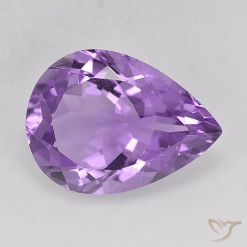 6.86ct Натуральный Пурпурно-фиолетовый Аметист, Форма груши, VVS-VS