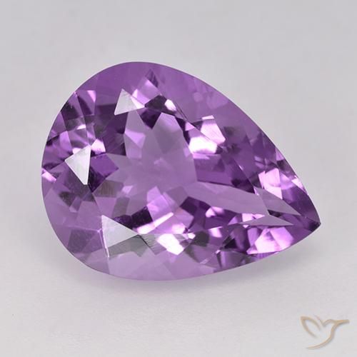 5.67ct Натуральный Пурпурно-фиолетовый Аметист, Форма груши, Чистота VS