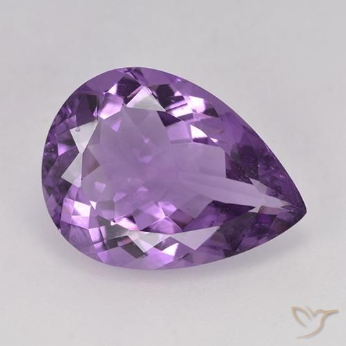 6.43ct Натуральный Пурпурно-фиолетовый Аметист, Форма груши, Чистота VVS
