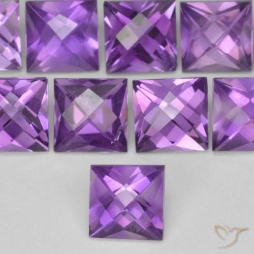 0.70ct Натуральный Средний фиолетовый Аметист, Квадрат, VVS-VS