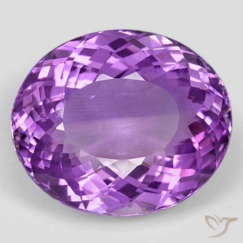 62.72ct Натуральный Ярко-фиолетовый Аметист, Овал, VVS-VS
