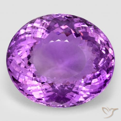 96.04ct Натуральный Средний пурпурно-фиолетовый Аметист, Овал, VVS-VS