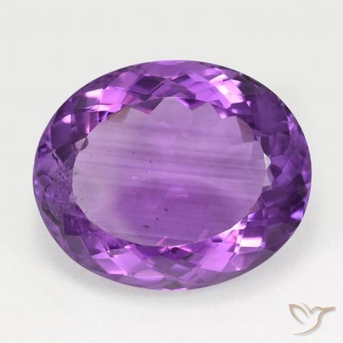 19.27ct Натуральный Ярко-фиолетовый Аметист, Овал, Чистота VS