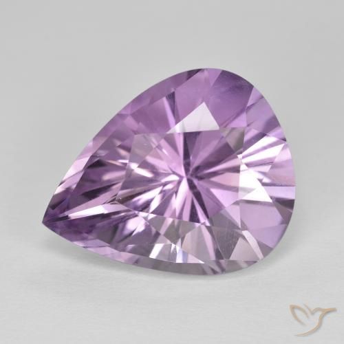 7.77ct Натуральный Светло-серовато-фиолетовый Аметист, Форма груши, Чистота VVS