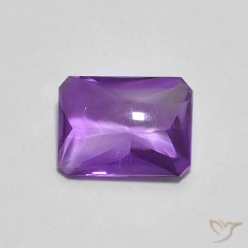 1.38ct Натуральный Темно-фиолетовый Аметист, Изумрудная огранка, Прозрачный