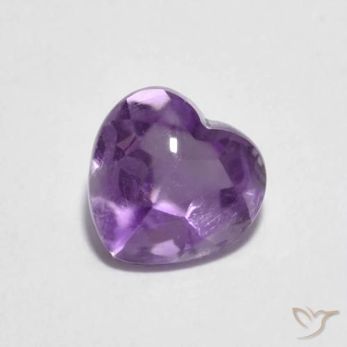 0.92ct Натуральный Средний фиолетовый Аметист, Сердце, Прозрачный