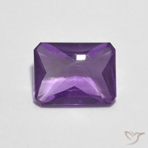 1.39ct Натуральный Розовато-фиолетовый Аметист, Изумрудная огранка, Прозрачный