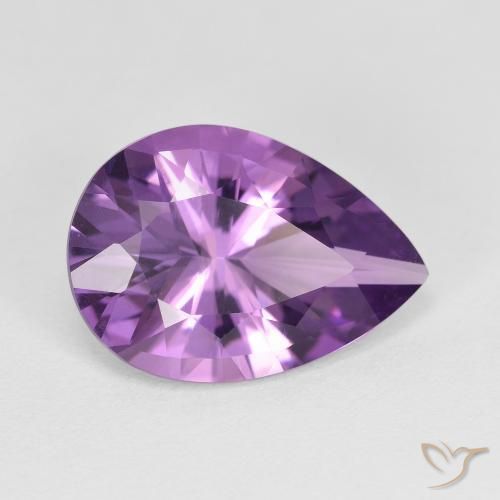4.47ct Натуральный Светло-средний фиолетовый Аметист, Форма груши, Чистота VVS