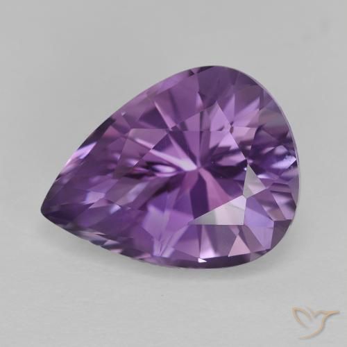 4.74ct Натуральный Medium Light Purplish-Violet Аметист, Форма груши, Чистота VVS