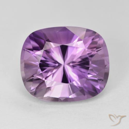 8.25ct Натуральный Светло-средний фиолетовый Аметист, Подушка, Чистота VVS