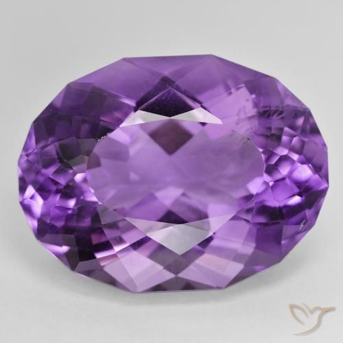 28.28ct Натуральный Ярко-фиолетовый Аметист, Овал, VVS-VS