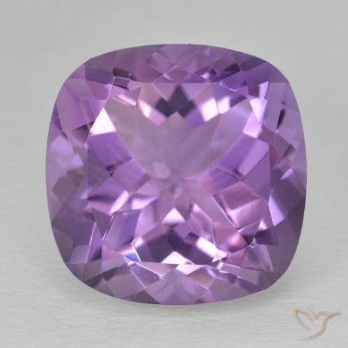 12.54ct Натуральный Medium Light Purplish-Violet Аметист, Подушка, VVS-VS