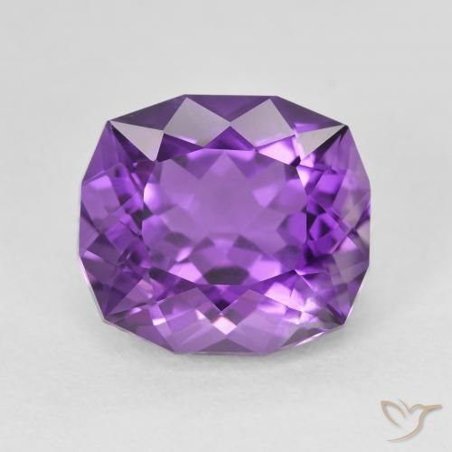 6.33ct Натуральный Ярко-фиолетовый Аметист, Подушка, Чистота VS