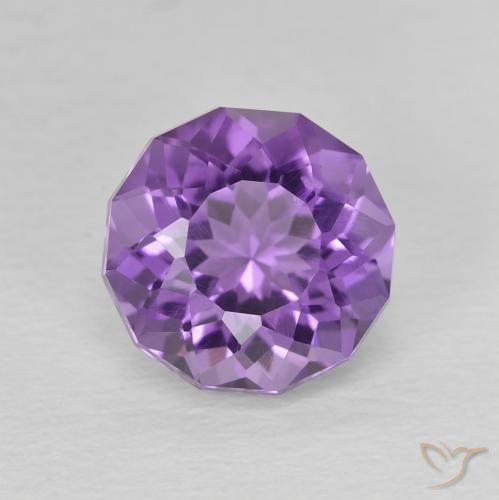 2.30ct Натуральный Светло-средний фиолетовый Аметист, Круглый, VS-SI