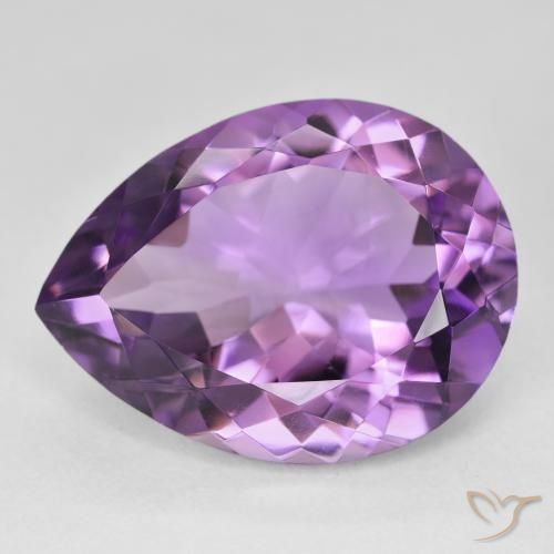 17.98ct Натуральный Светло-средний фиолетовый Аметист, Форма груши, Чистота VVS