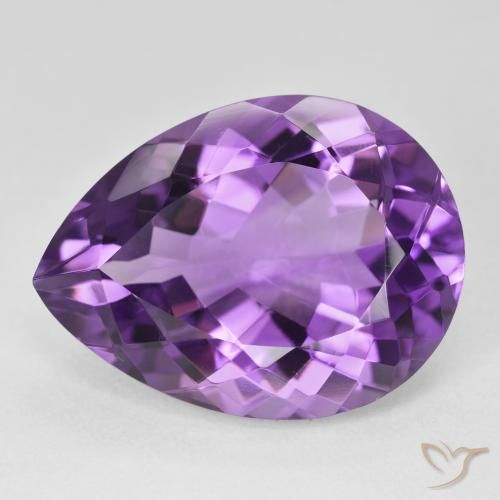 18.42ct Натуральный Medium Light Purplish-Violet Аметист, Форма груши, Чистота VVS