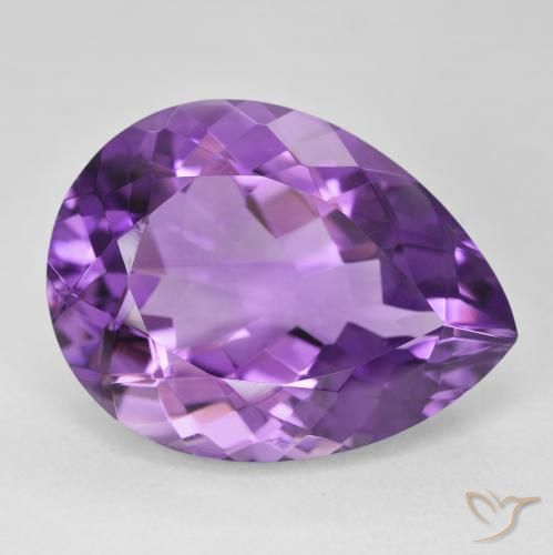 18.42 карата, натуральный Medium Light Purplish-Violet Аметист, Форма груши, Чистота VVS
