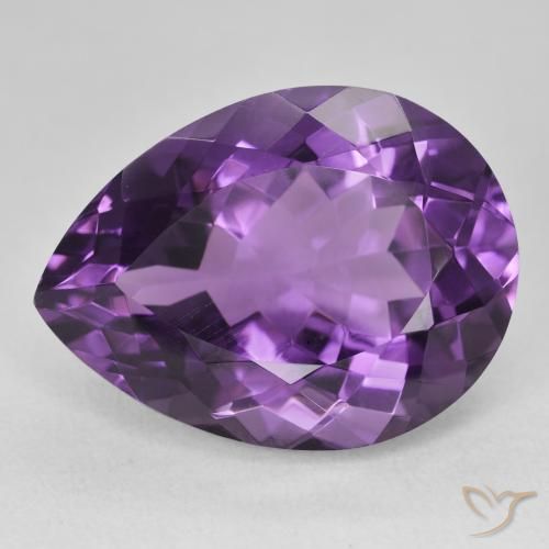 18.85ct Натуральный Средний фиолетовый Аметист, Форма груши, Чистота VVS