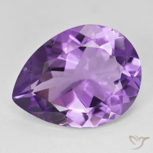 15.70ct Натуральный Средний фиолетовый Аметист, Форма груши, Чистота VVS