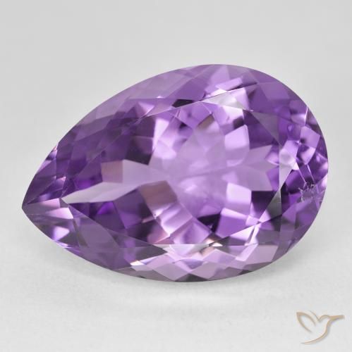 22.03ct Натуральный Ярко-фиолетовый Аметист, Форма груши, Чистота VVS