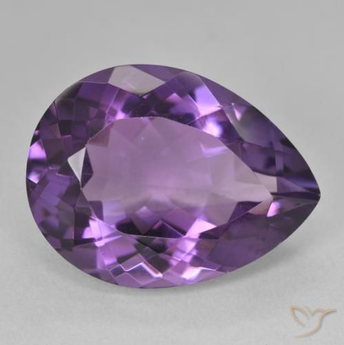 18.36ct Натуральный Medium Light-Violet Аметист, Форма груши, Чистота VVS