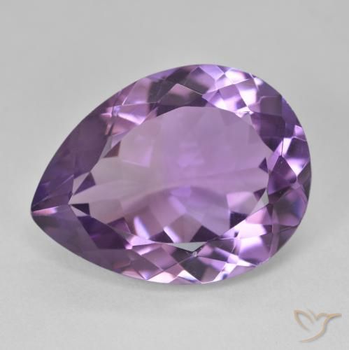 16.99ct Натуральный Medium Light Purplish-Violet Аметист, Форма груши, VVS-VS