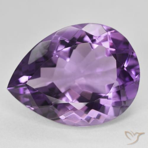 18.07ct Натуральный Medium Light Purplish-Violet Аметист, Форма груши, Чистота VVS