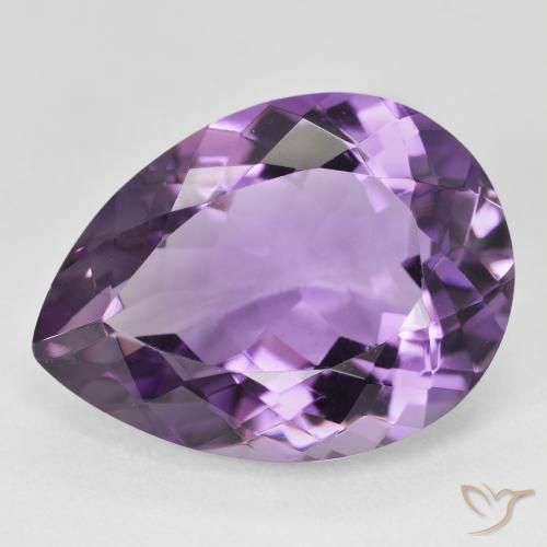 17.29ct Натуральный Medium Light Purplish-Violet Аметист, Форма груши, Чистота VVS