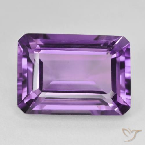 15.55ct Натуральный Пурпурно-фиолетовый Аметист, Изумрудная огранка, VVS-VS