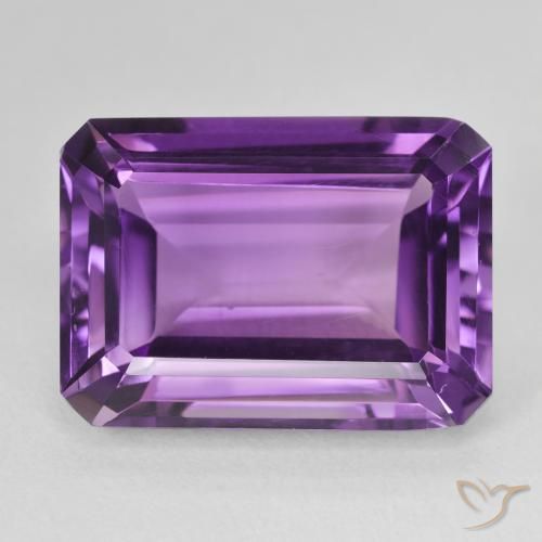 14.92ct Натуральный Средний фиолетовый Аметист, Изумрудная огранка, Чистота VS