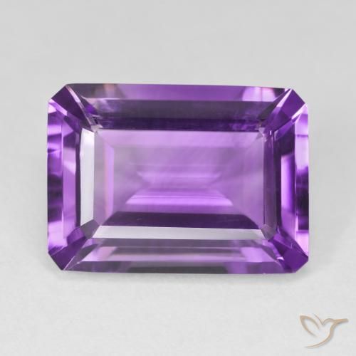 14.38ct Натуральный Ярко-фиолетовый Аметист, Изумрудная огранка, VVS-VS