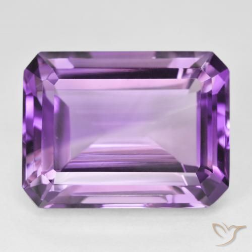 22.47ct Натуральный Средний розовато-фиолетовый Аметист, Изумрудная огранка, Чистота VVS