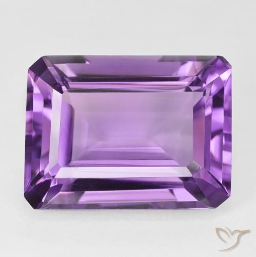 22.20ct Натуральный Средний розовато-фиолетовый Аметист, Изумрудная огранка, Чистота VVS