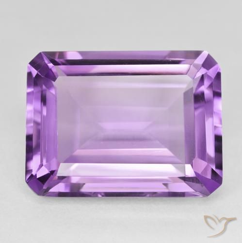 21.63ct Натуральный Medium Light Purplish-Violet Аметист, Изумрудная огранка, Чистота VVS