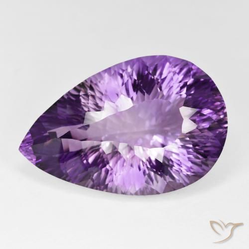 64.82ct Натуральный Ярко-фиолетовый Аметист, Форма груши, IF