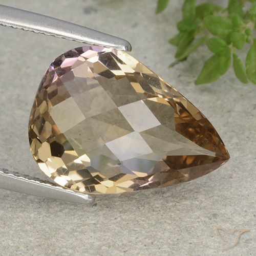 7.02ct Натуральный Двуцветный Аметрин, Форма груши, Чистота VVS