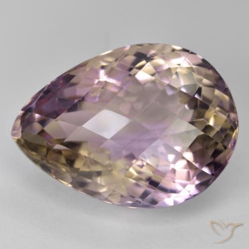19.05ct Натуральный Двуцветный Аметрин, Форма груши, Чистота VS